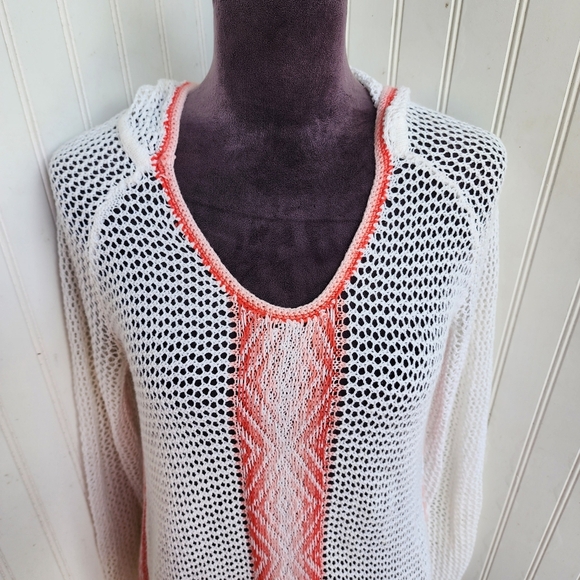 Tommy Bahama Open-weave Knit Swim Hooded Coverup Linen/Cotton White Sz S - Picture 2 of 11